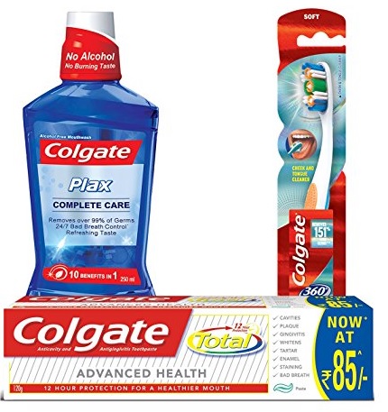 India Desire : Buy Colgate Total Advance Health Toothpaste - 120 g + Toothbrush with Plax Complete Care Mouthwash - 250 ml at Rs. 143 from Amazon